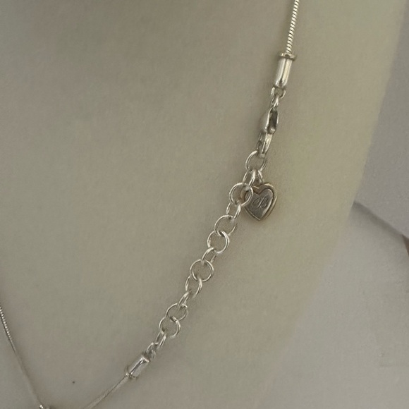 Brighton B Happy Triple Peace & Heart Two Toned Charm Silver Necklace Chain - Picture 9 of 10